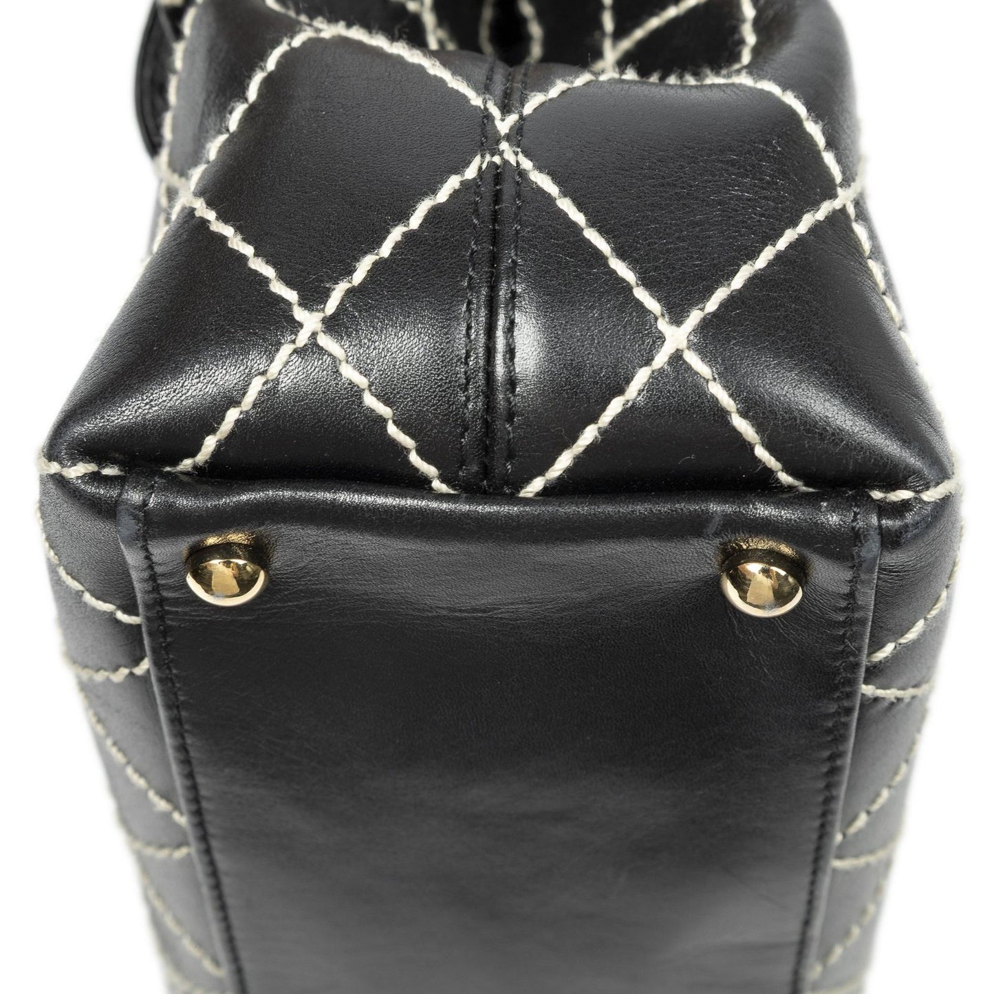 Chanel CC Wild Stitch Surpique Flap Bag Black Quilted Lambskin Leather — view 7