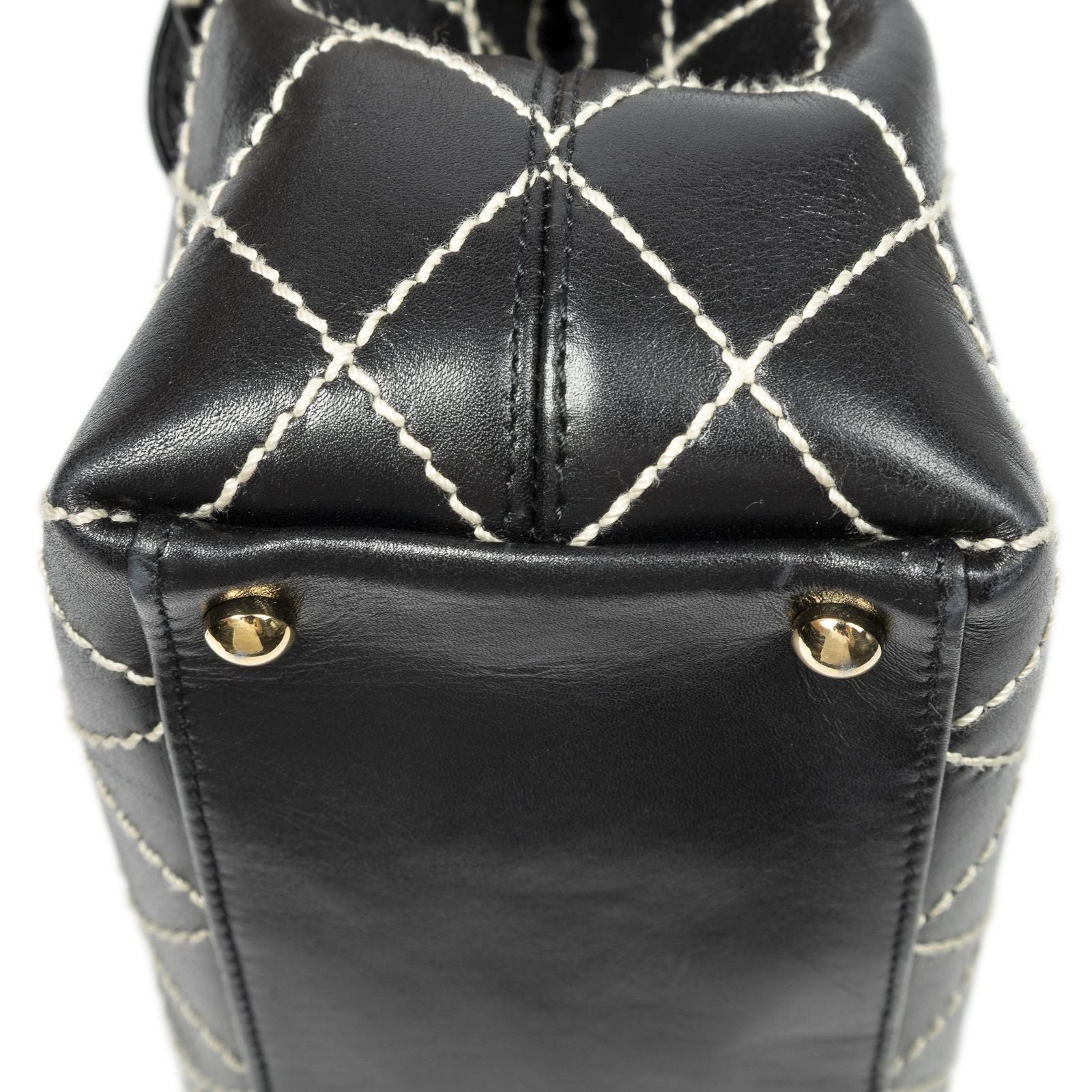 Chanel CC Wild Stitch Surpique Flap Bag Black Quilted Lambskin Leather — view 7