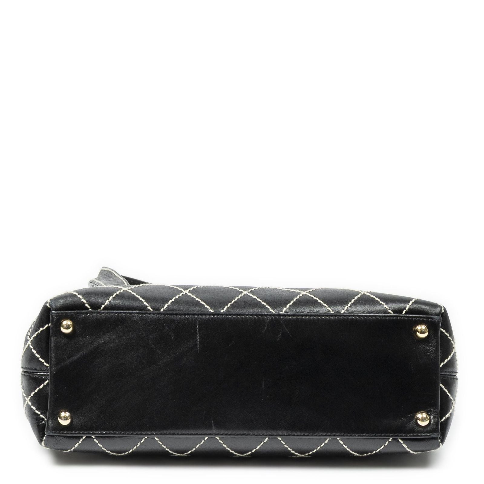 Chanel CC Wild Stitch Surpique Flap Bag Black Quilted Lambskin Leather — view 6