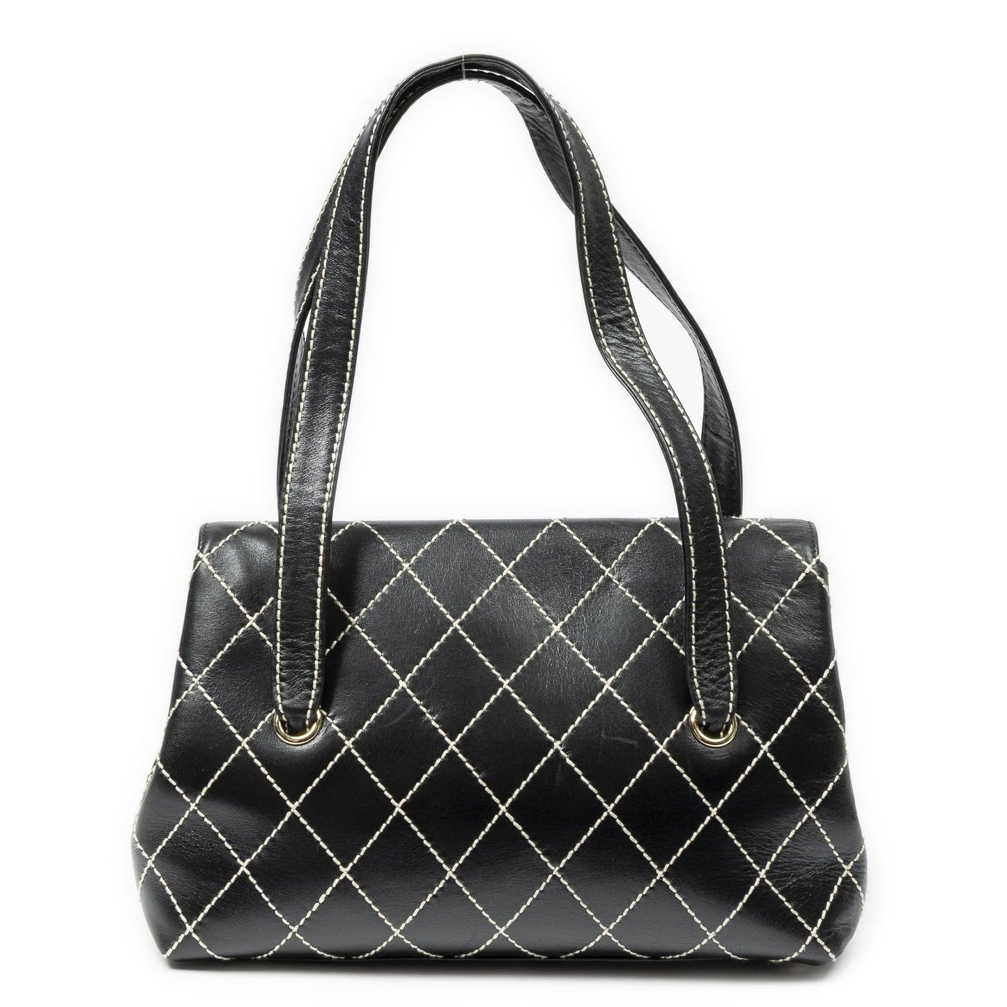Chanel CC Wild Stitch Surpique Flap Bag Black Quilted Lambskin Leather — view 5