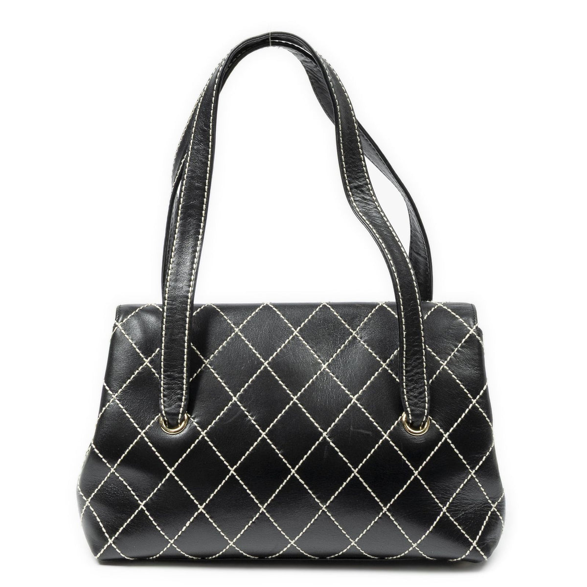 Chanel CC Wild Stitch Surpique Flap Bag Black Quilted Lambskin Leather — view 5