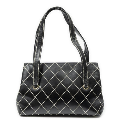 Chanel CC Wild Stitch Surpique Flap Bag Black Quilted Lambskin Leather — view 5