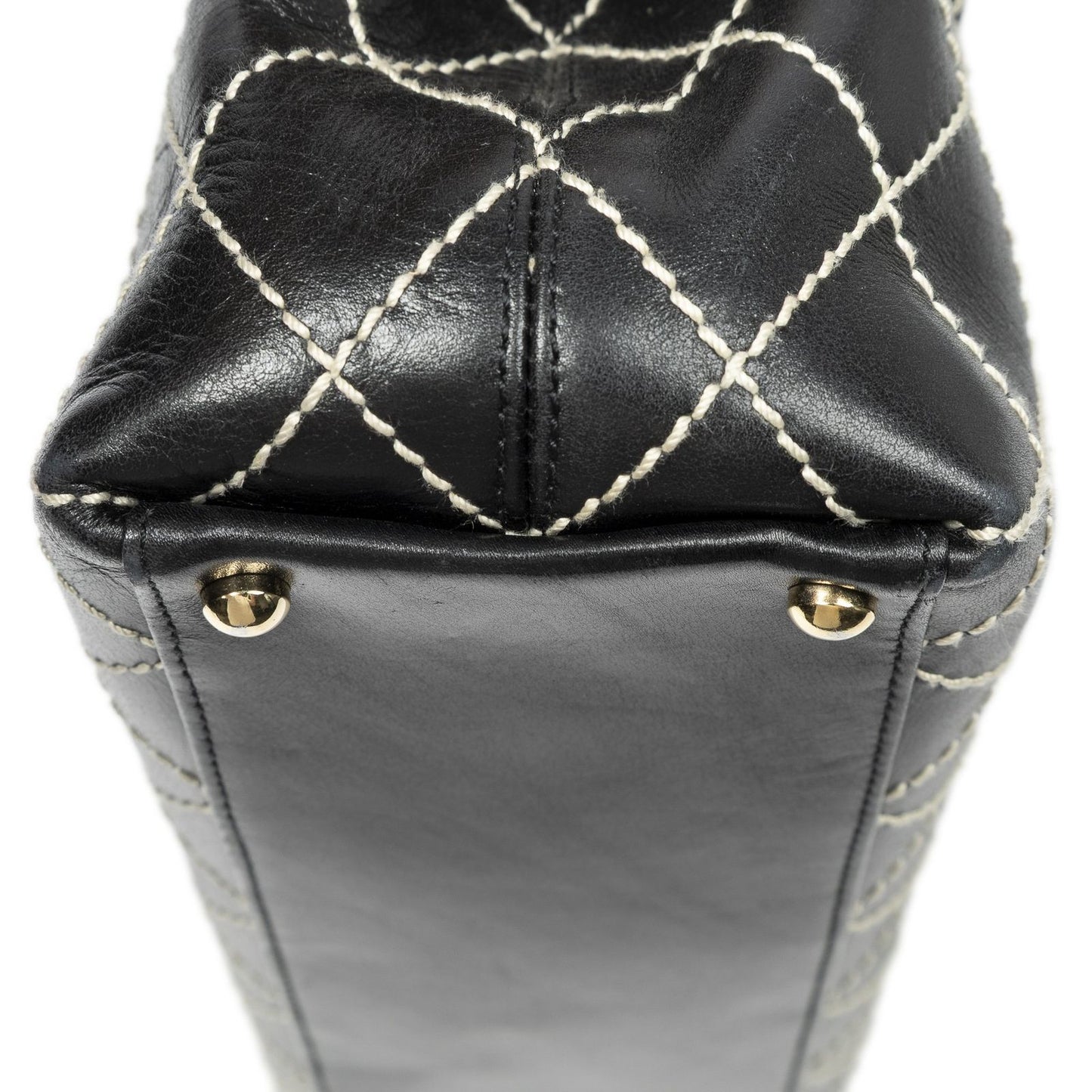 Chanel CC Wild Stitch Surpique Flap Bag Black Quilted Lambskin Leather — view 8