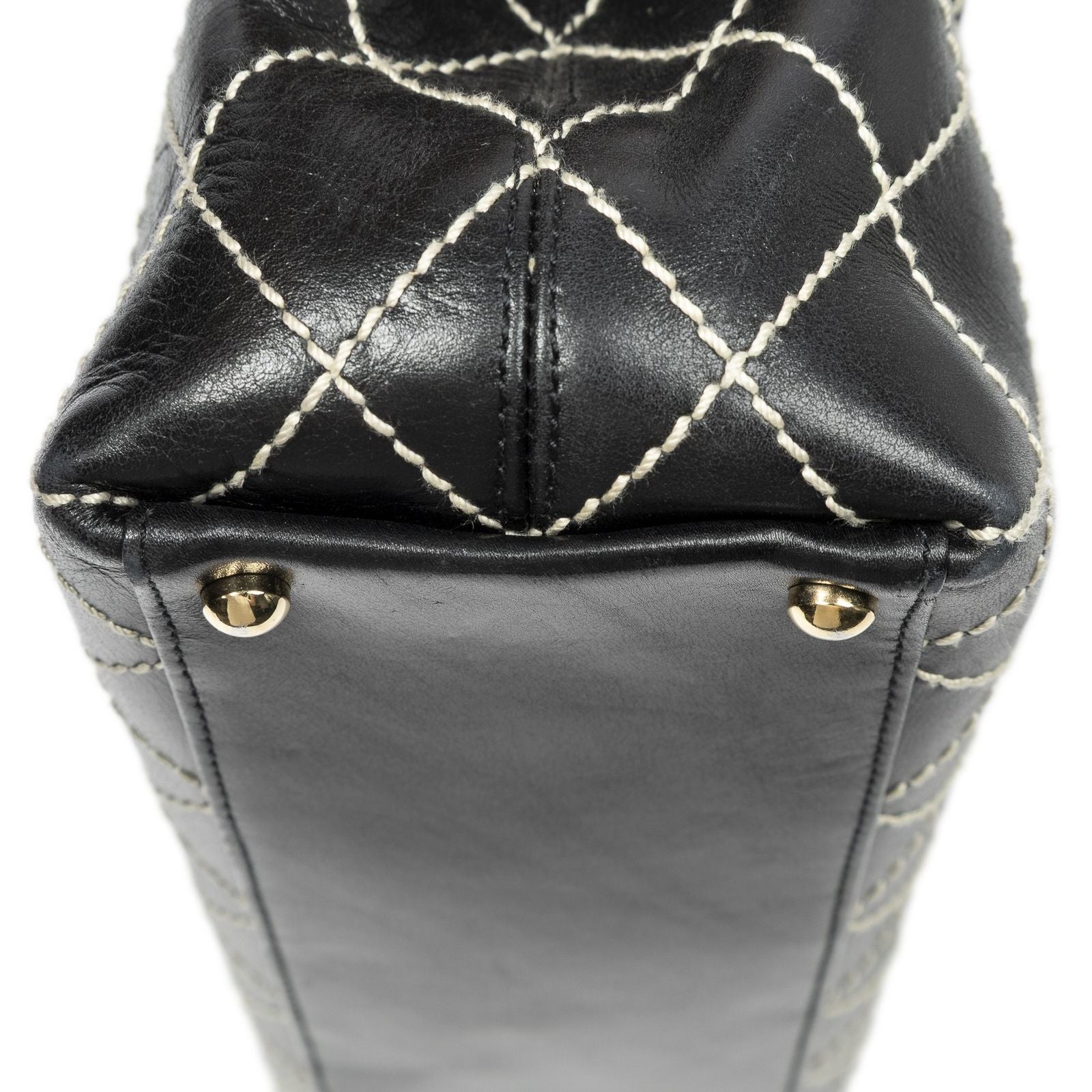 Chanel CC Wild Stitch Surpique Flap Bag Black Quilted Lambskin Leather — view 8