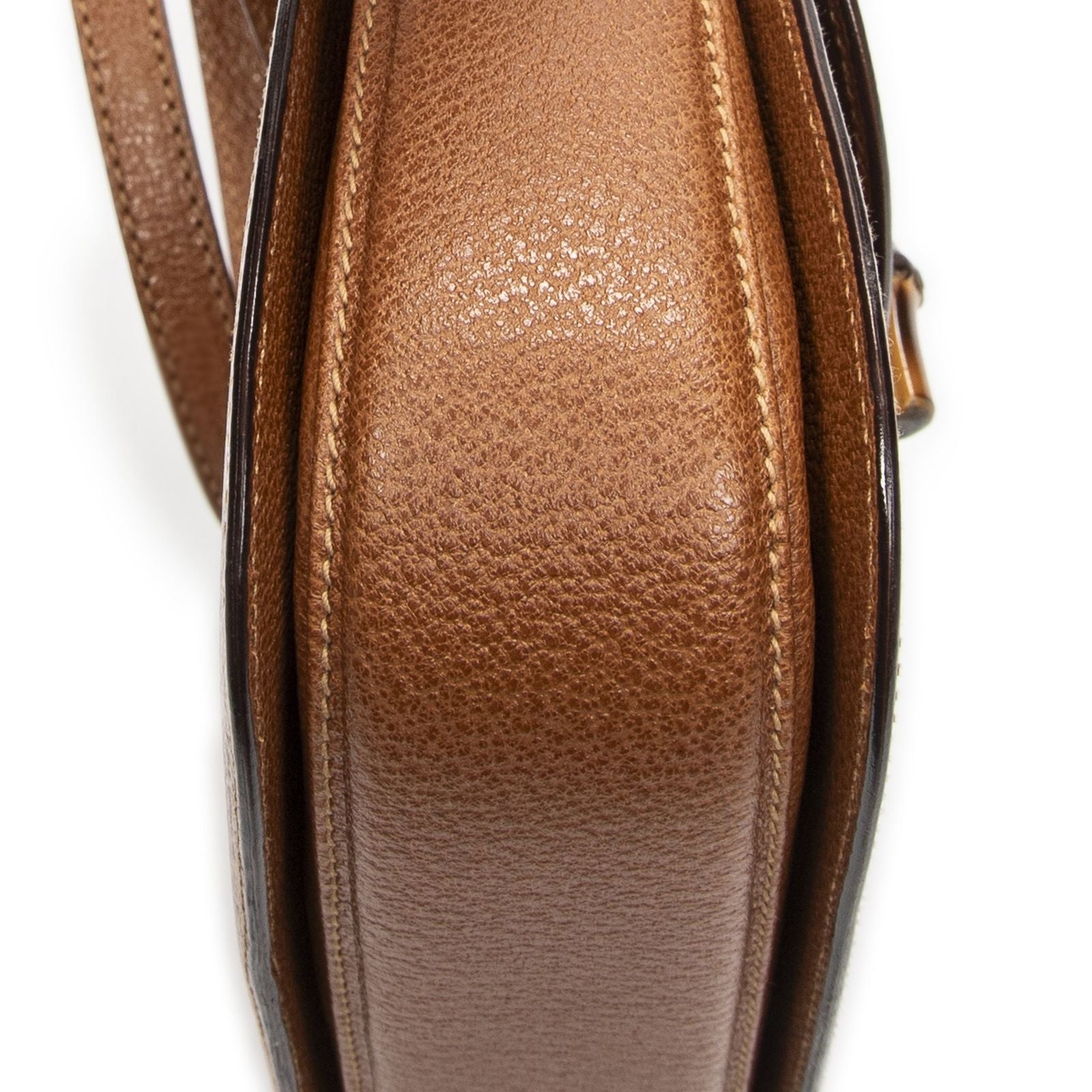 Gucci Small Bamboo Top Handle Flap Bag Brown Grain Calfskin Leather — view 7