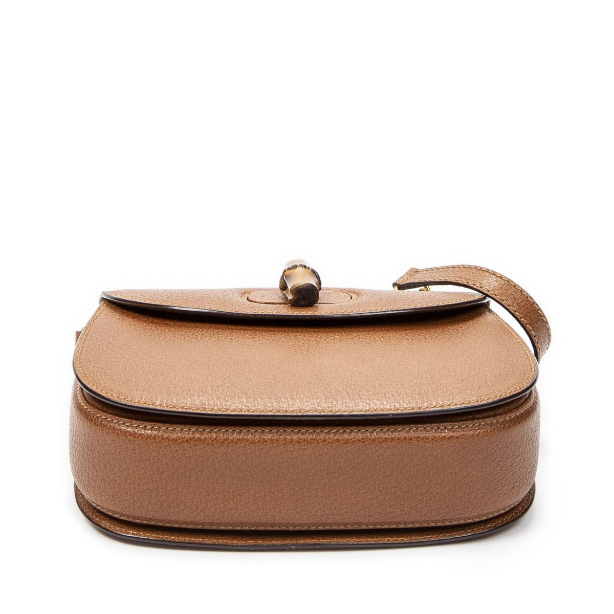 Gucci Small Bamboo Top Handle Flap Bag Brown Grain Calfskin Leather — view 6