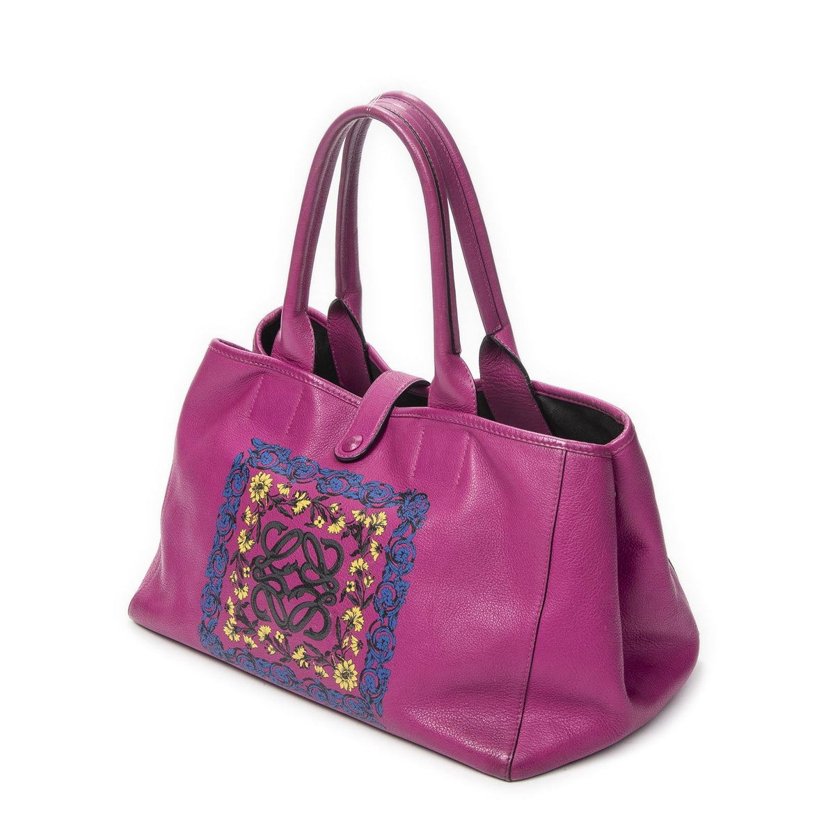 Loewe Barocco Anagram Tote Fuchsia Pink Grain Calfskin Leather — view 2
