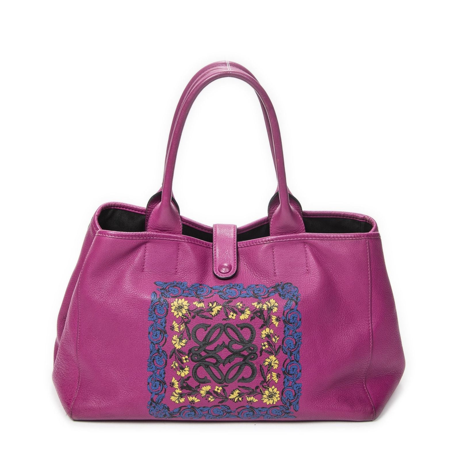 Loewe Barocco Anagram Tote Fuchsia Pink Grain Calfskin Leather