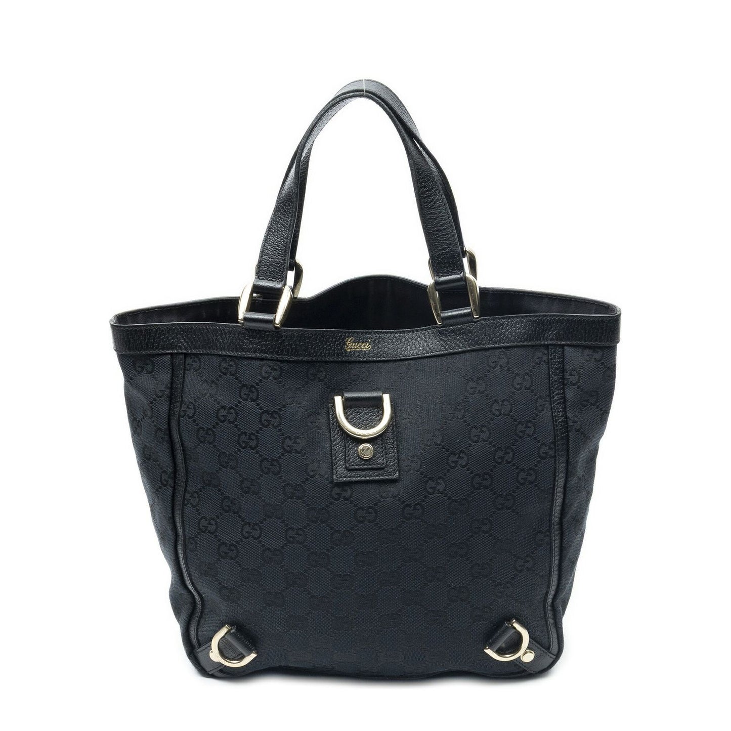 Gucci Small Abbey D Ring Tote Black GG Canvas