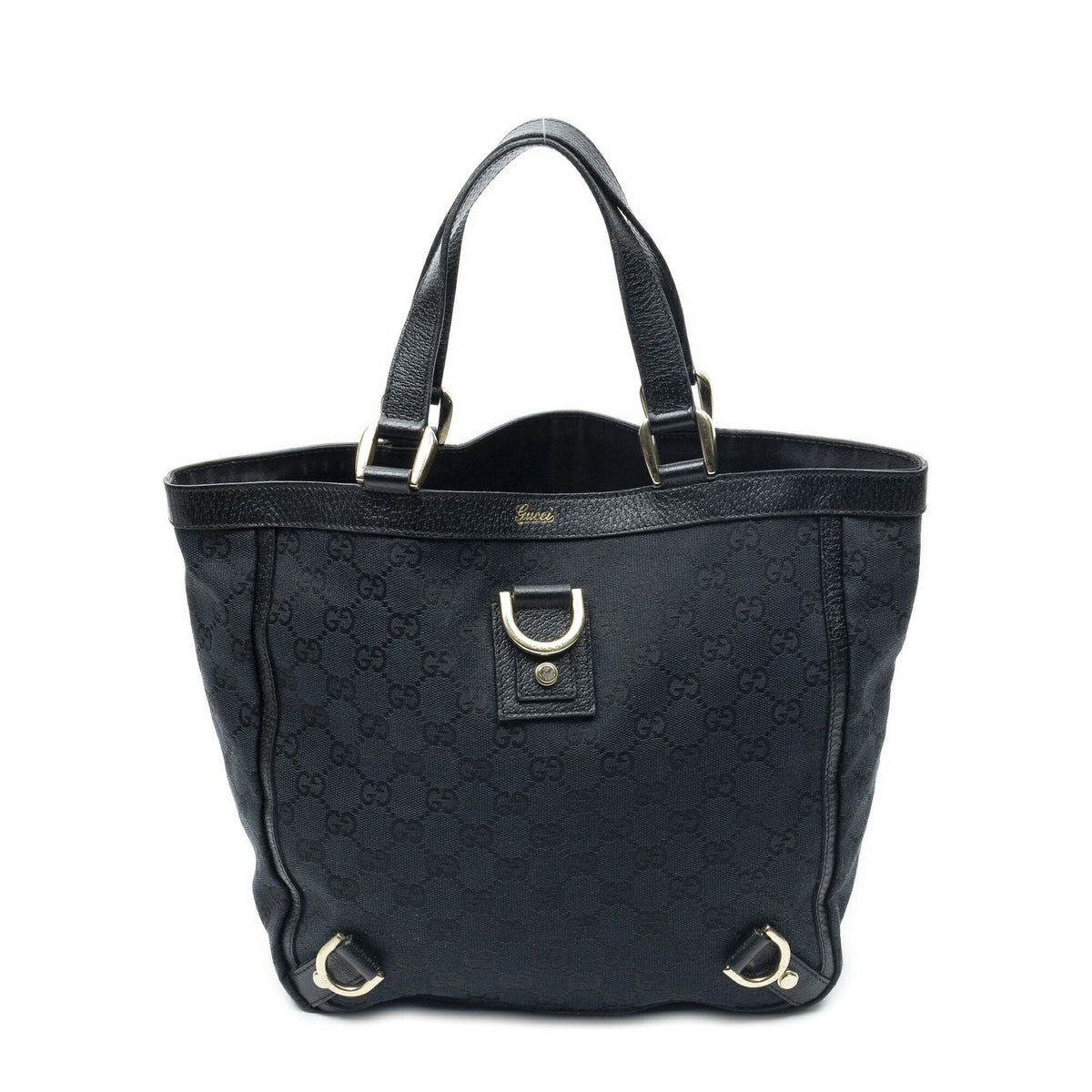 Gucci Small Abbey D Ring Tote Black GG Canvas