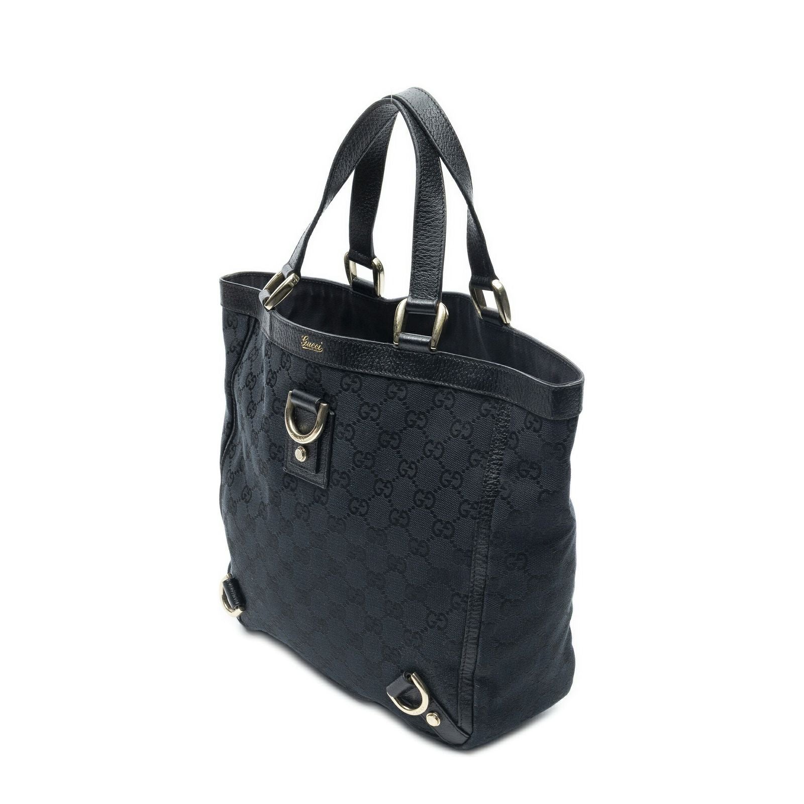 Gucci Small Abbey D Ring Tote Black GG Canvas — view 2