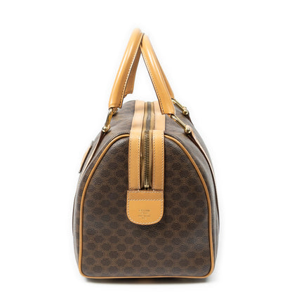 Celine Small Boston Beige Brown Macadam Canvas Handbag — view 3