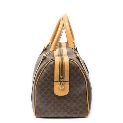 Celine Small Boston Beige Brown Macadam Canvas Handbag — view 4