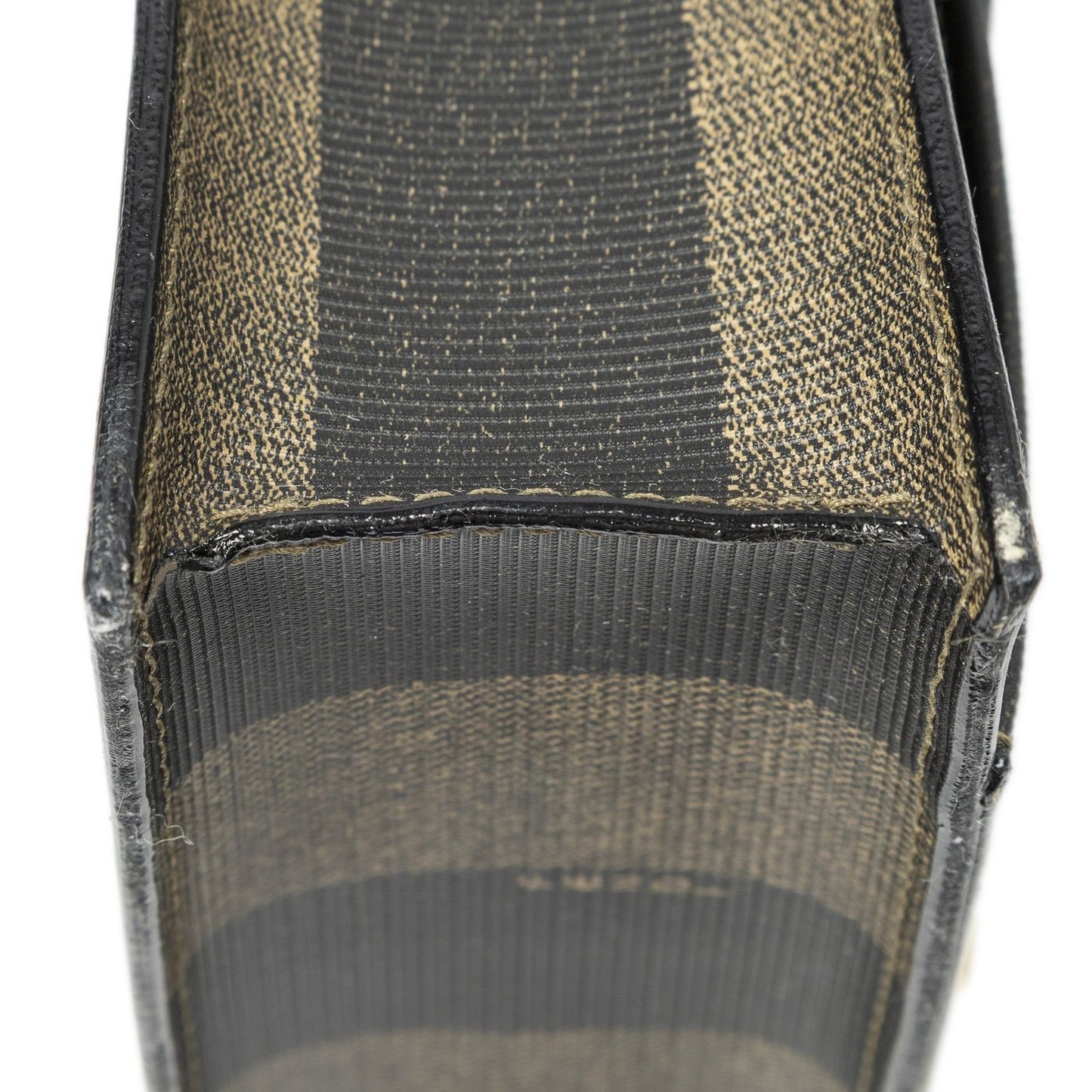 Fendi Vintage Flap Clutch Brown Black Pecan Stripe Canvas — view 7