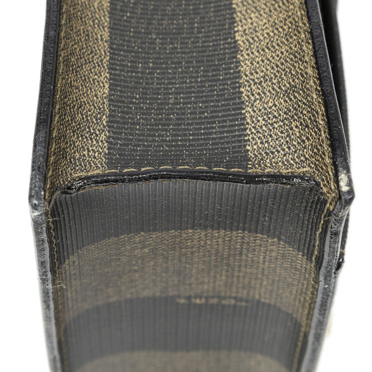 Fendi Vintage Flap Clutch Brown Black Pecan Stripe Canvas — view 7