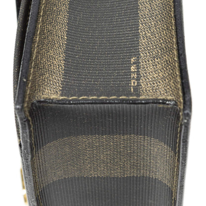 Fendi Vintage Flap Clutch Brown Black Pecan Stripe Canvas — view 8
