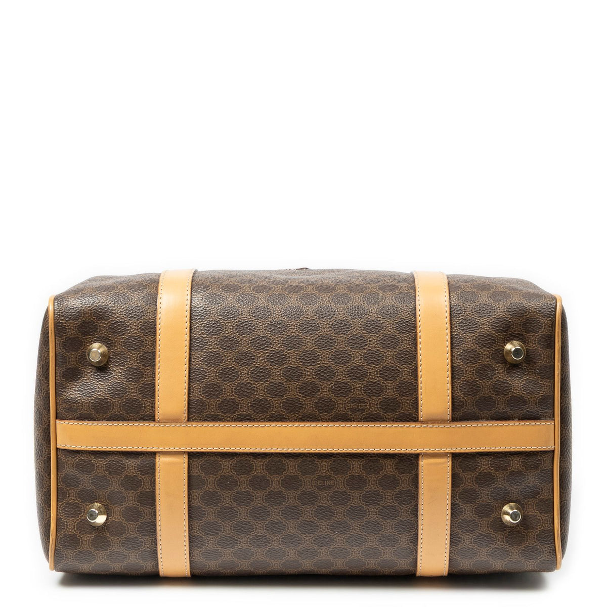 Celine Small Boston Beige Brown Macadam Canvas Handbag — view 6
