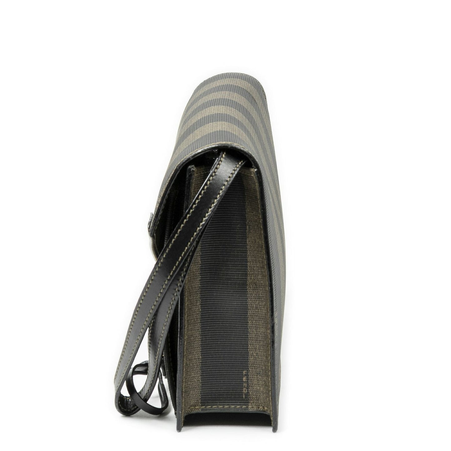 Fendi Vintage Flap Clutch Brown Black Pecan Stripe Canvas — view 3