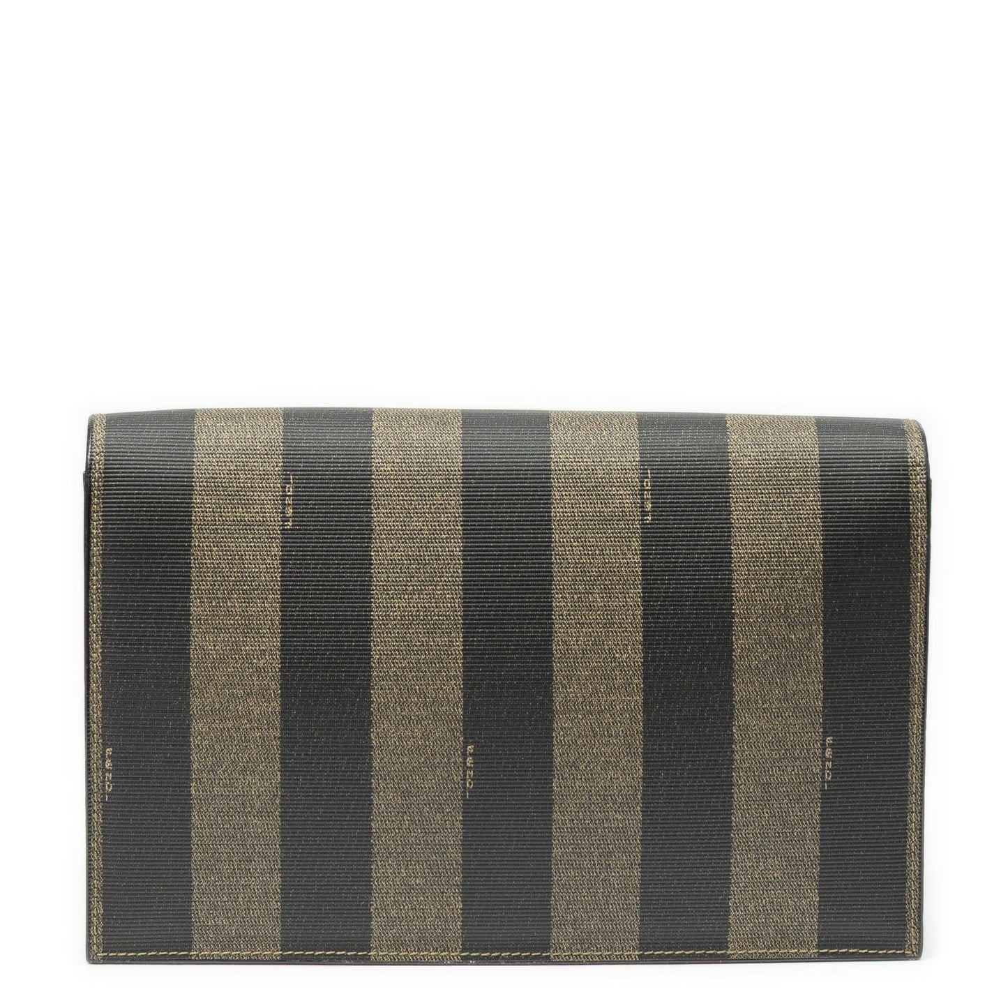Fendi Vintage Flap Clutch Brown Black Pecan Stripe Canvas — view 5