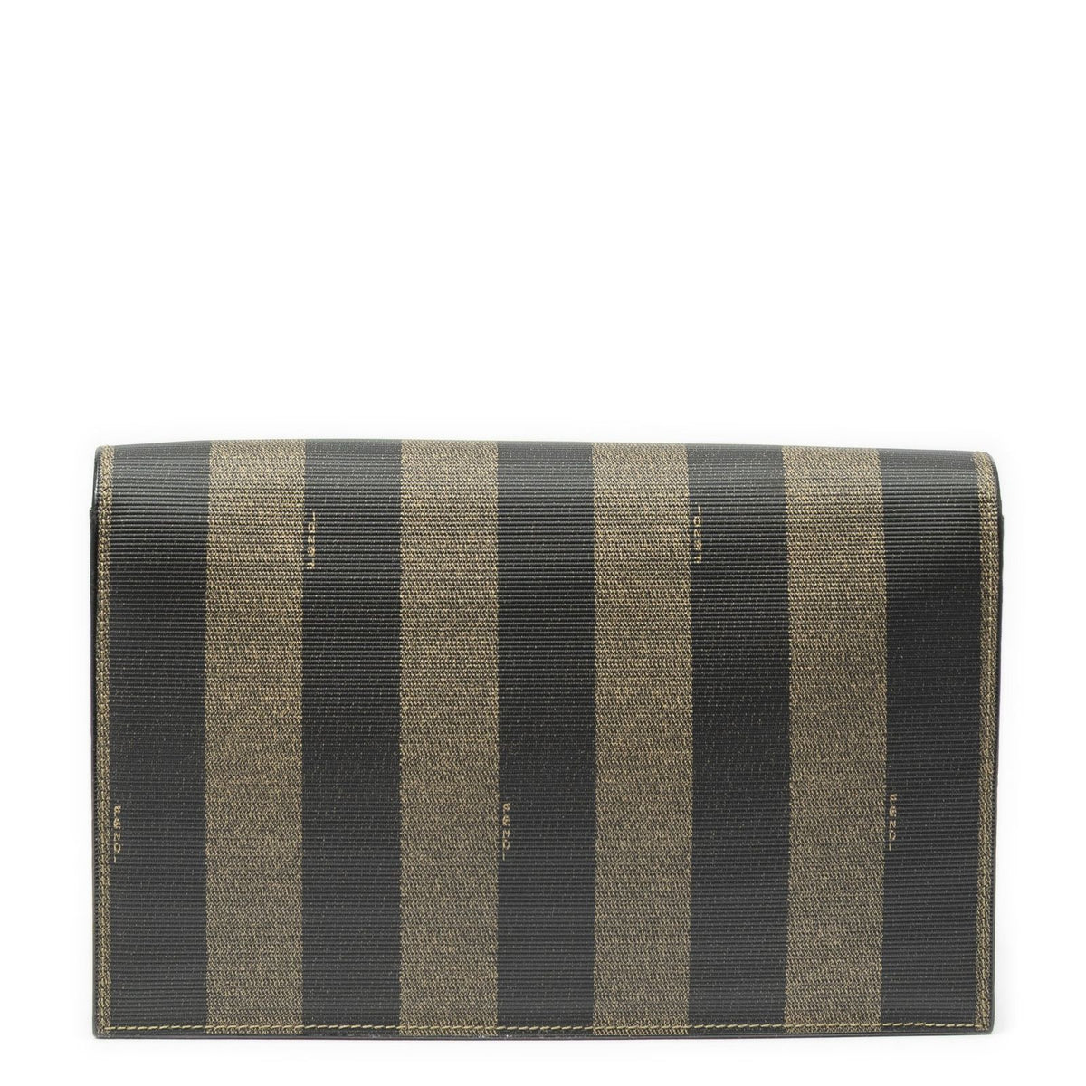 Fendi Vintage Flap Clutch Brown Black Pecan Stripe Canvas — view 5