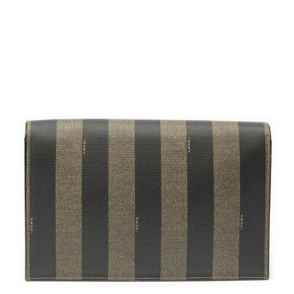 Fendi Vintage Flap Clutch Brown Black Pecan Stripe Canvas — view 5