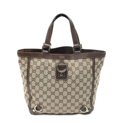 Gucci Small Abbey D Ring Tote Beige Brown GG Canvas