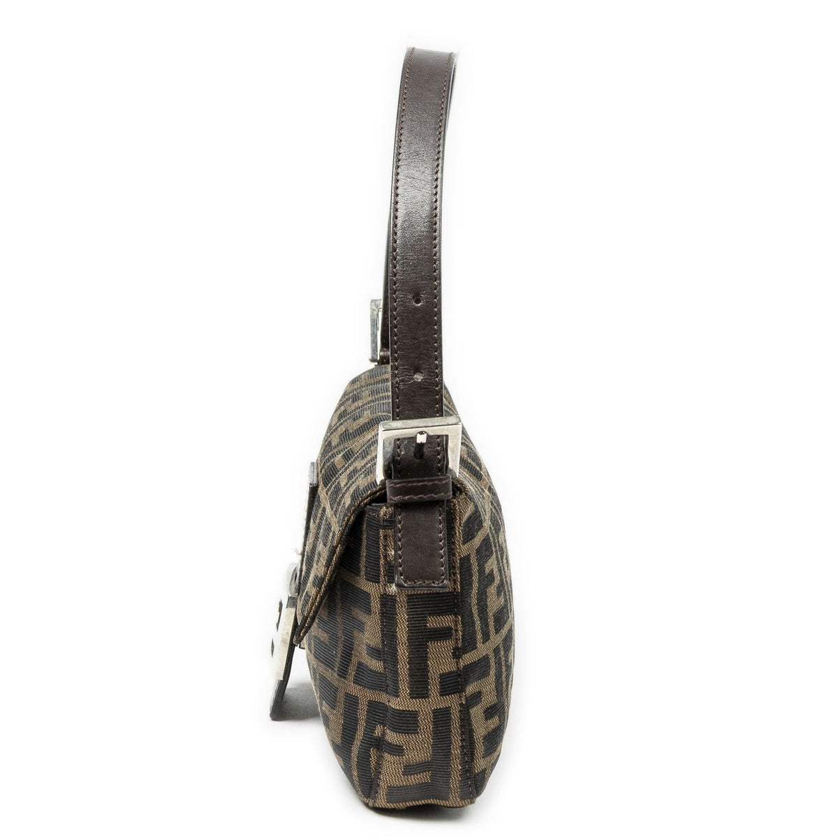 Fendi Baguette Brown Black Zucca Canvas Shoulder Bag — view 3