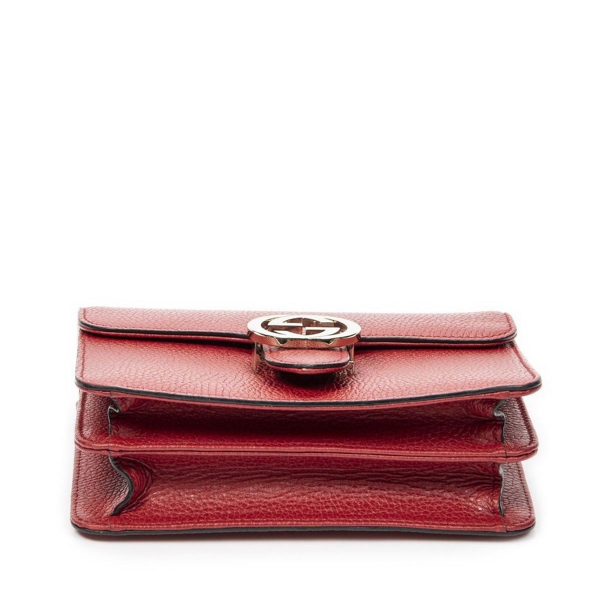 Gucci Small Interlocking G GG Chain Crossbody Red Grain Calfskin Leather — view 6