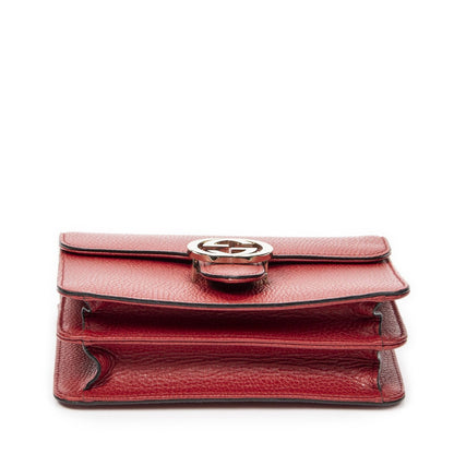 Gucci Small Interlocking G GG Chain Crossbody Red Grain Calfskin Leather — view 6