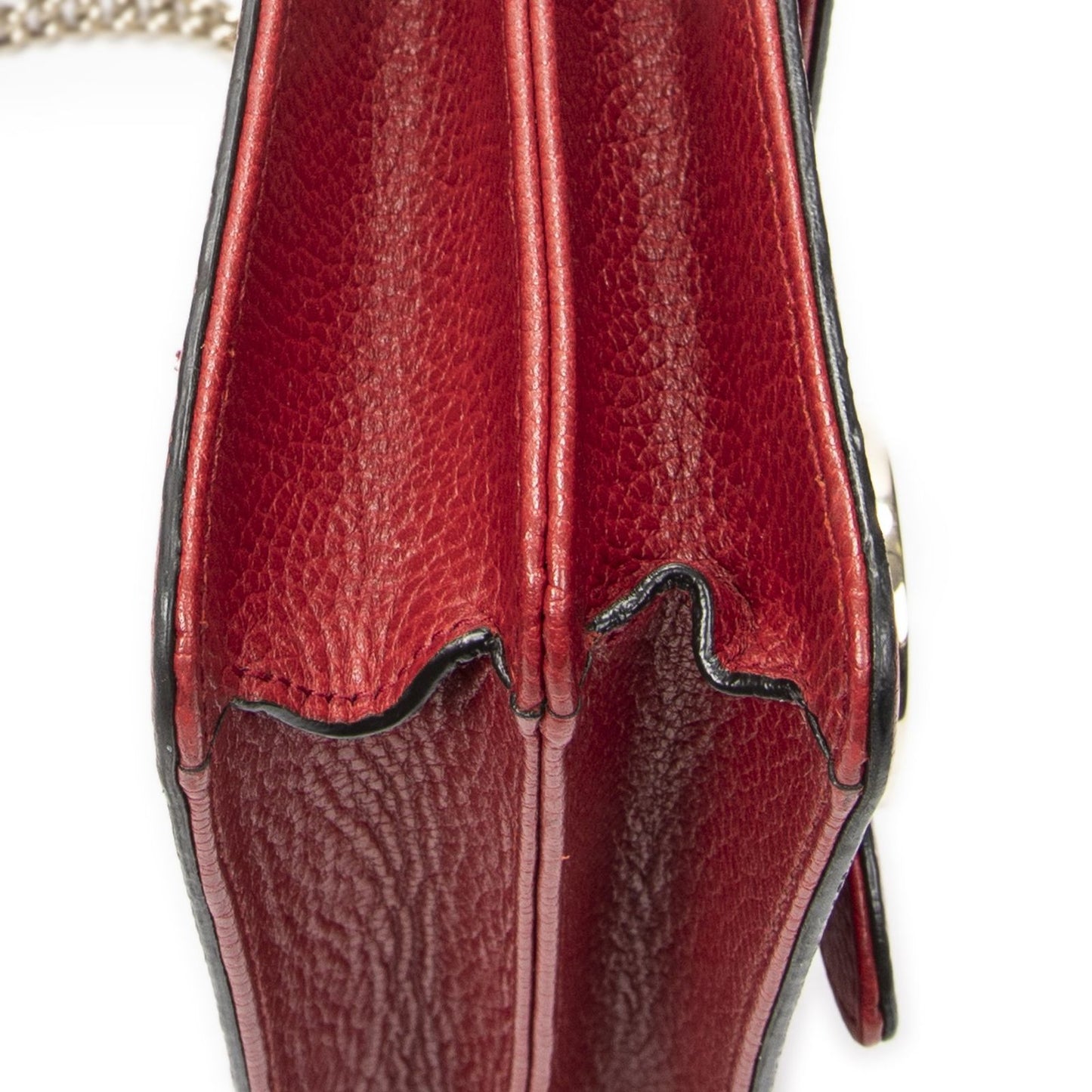 Gucci Small Interlocking G GG Chain Crossbody Red Grain Calfskin Leather — view 7