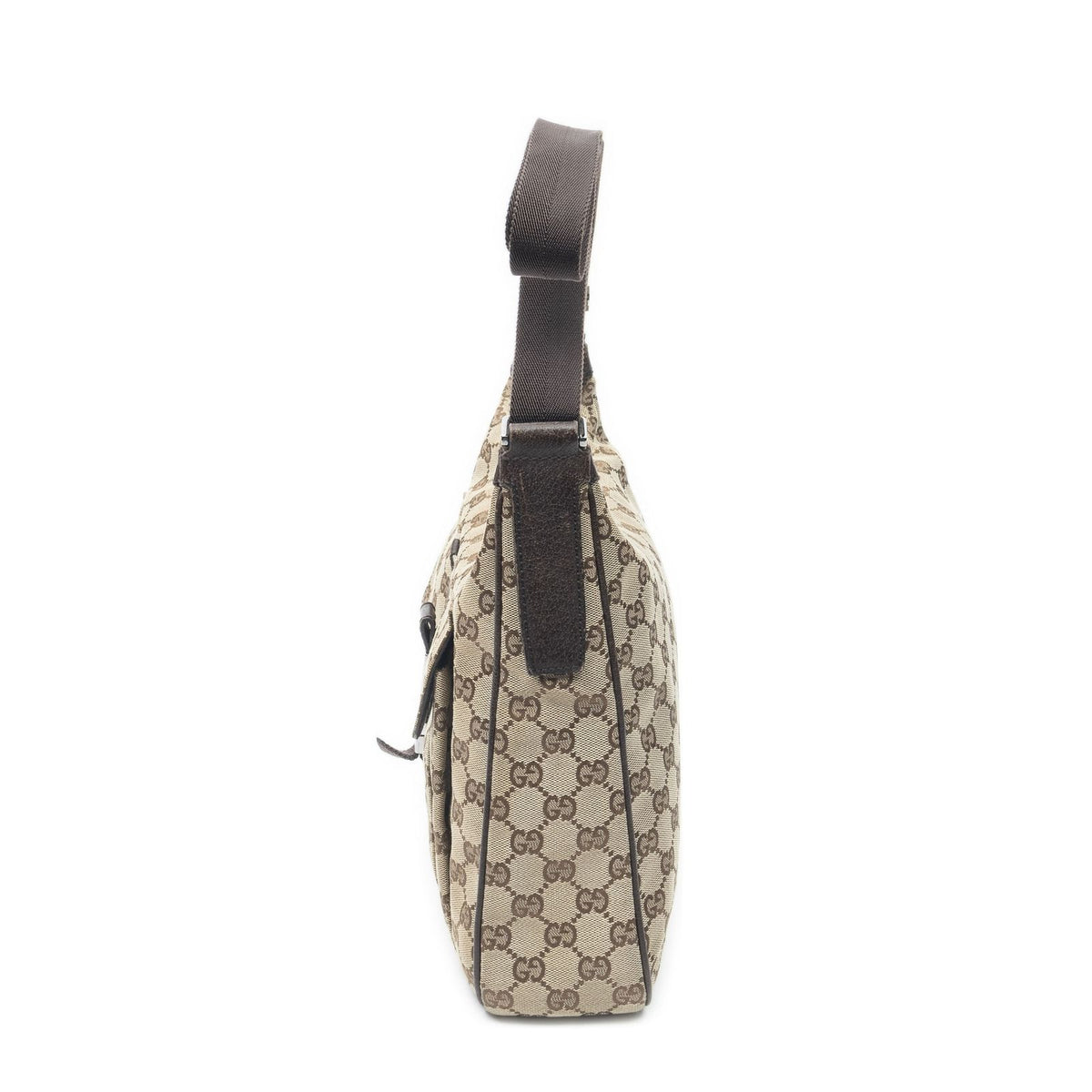 Gucci Front Buckle Messenger Bag Beige Brown GG Canvas — view 3