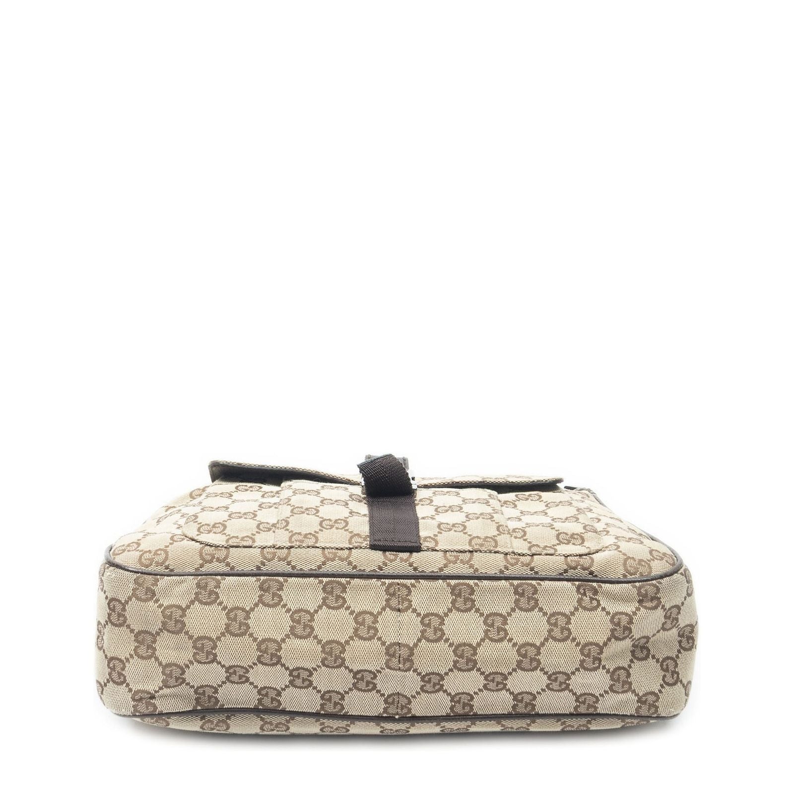Gucci Front Buckle Messenger Bag Beige Brown GG Canvas — view 6