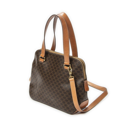 Celine Vintage Convertible Dome Tote Brown Macadam Canvas — view 2