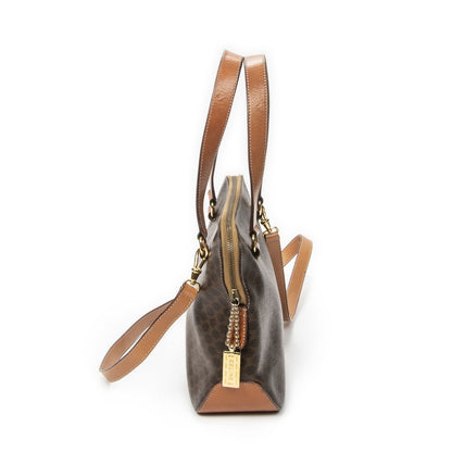 Celine Vintage Convertible Dome Tote Brown Macadam Canvas — view 4