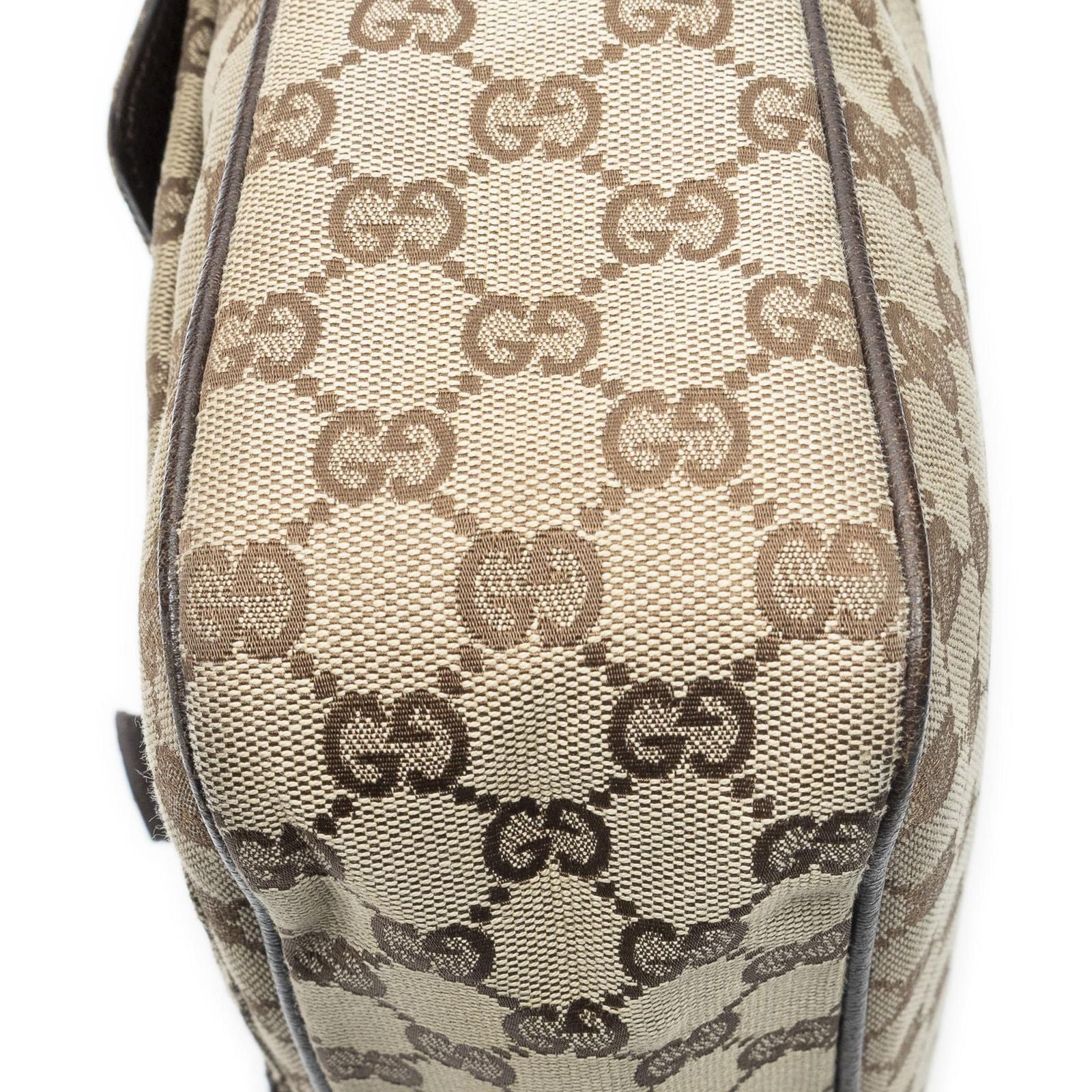 Gucci Front Buckle Messenger Bag Beige Brown GG Canvas — view 7