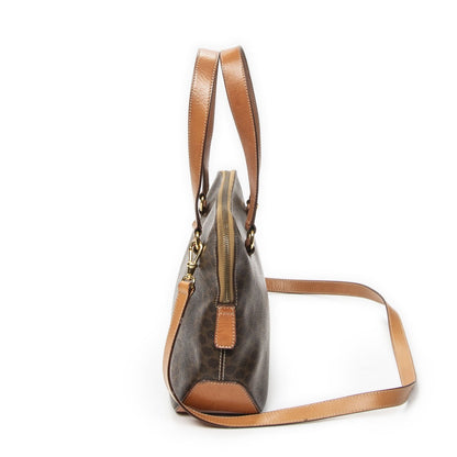 Celine Vintage Convertible Dome Tote Brown Macadam Canvas — view 3
