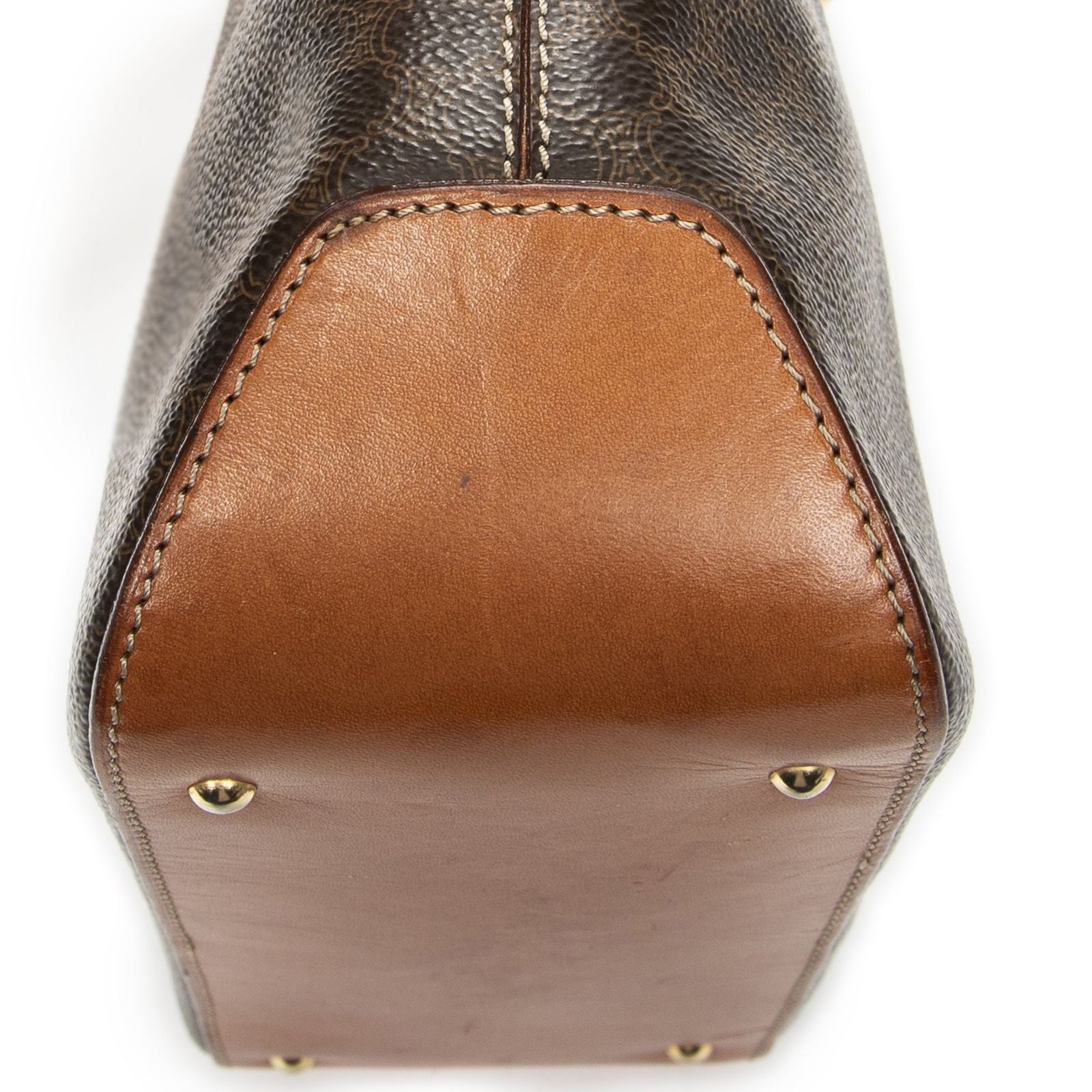 Celine Vintage Convertible Dome Tote Brown Macadam Canvas — view 7