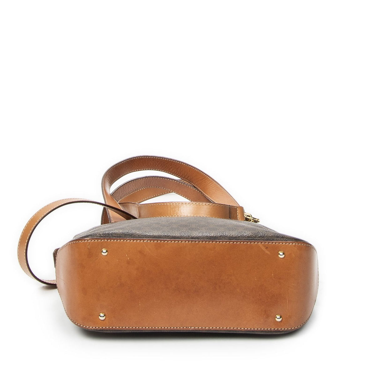 Celine Vintage Convertible Dome Tote Brown Macadam Canvas — view 6