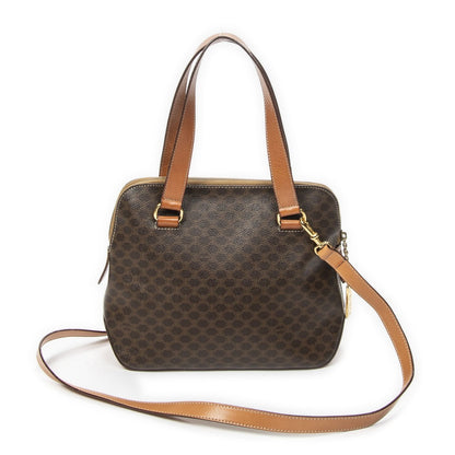 Celine Vintage Convertible Dome Tote Brown Macadam Canvas — view 5