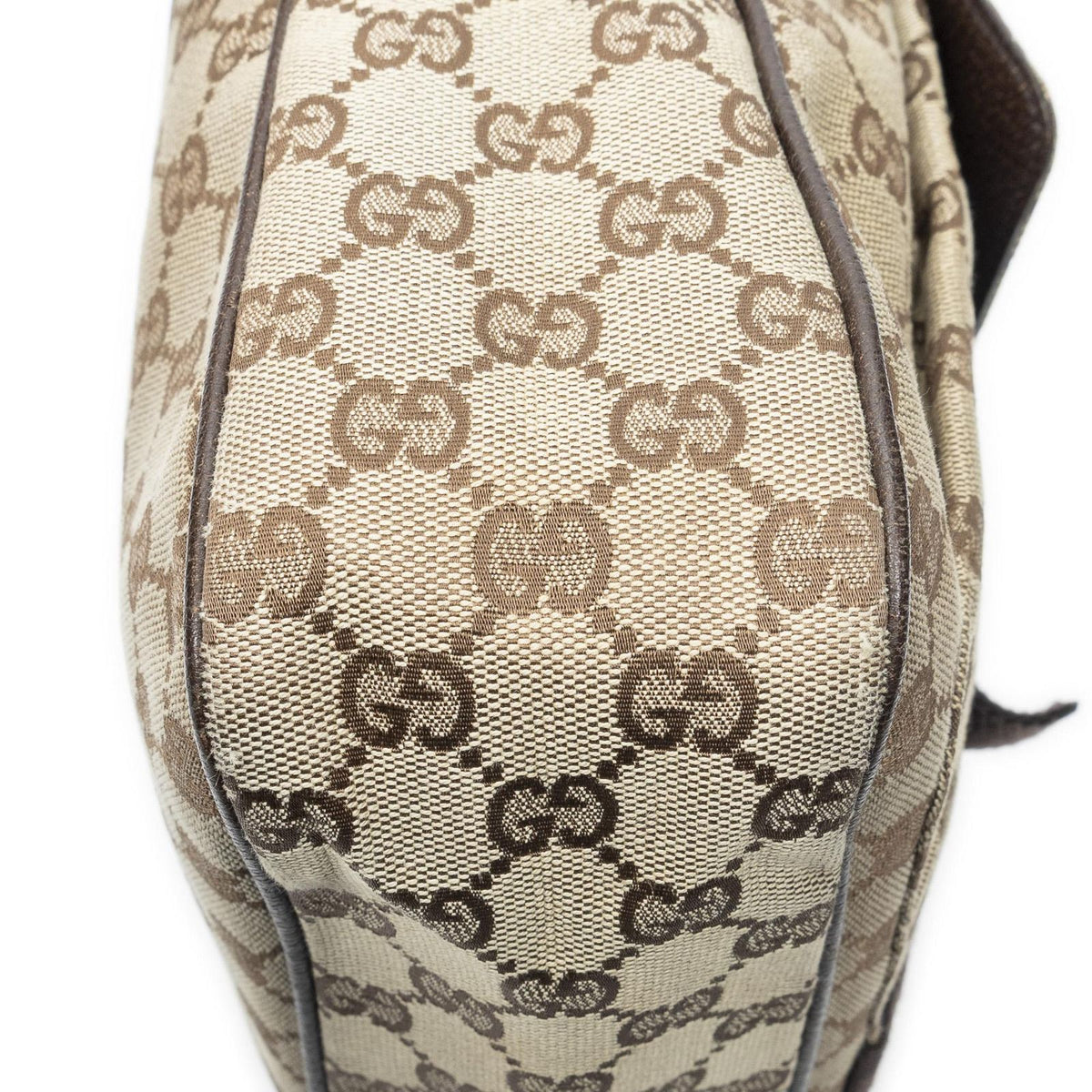Gucci Front Buckle Messenger Bag Beige Brown GG Canvas — view 8