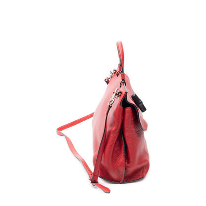 Gucci Medium Floral Bamboo Top Handle Red Gray Leather Handbag — view 4