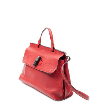 Gucci Medium Floral Bamboo Top Handle Red Gray Leather Handbag — view 2