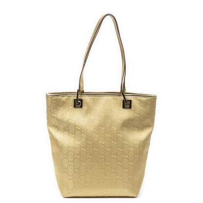 Gucci Small Bucket Tote Gold GG Canvas — view 5