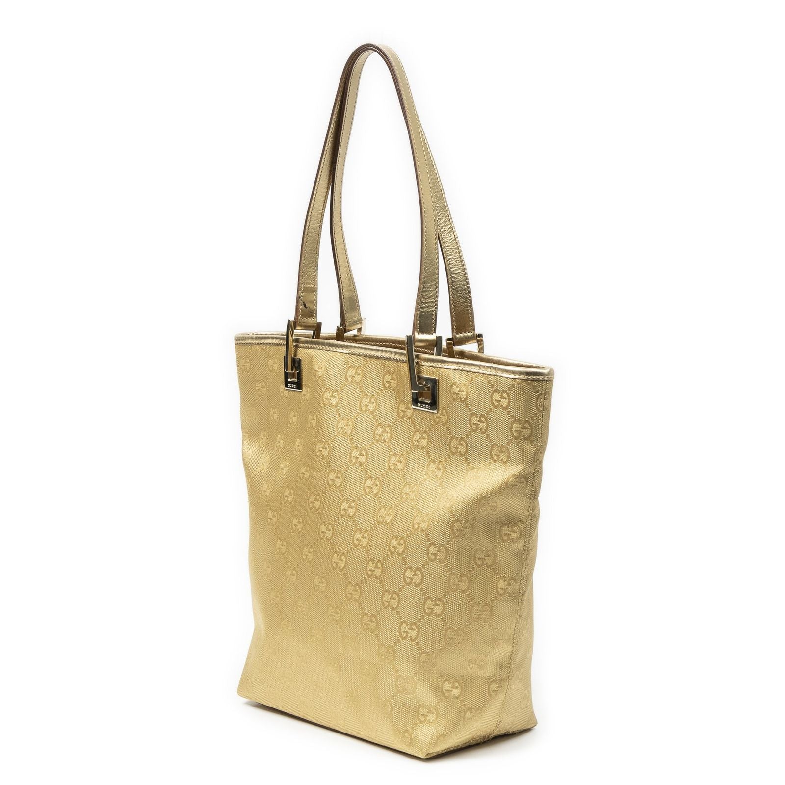 Gucci Small Bucket Tote Gold GG Canvas — view 2