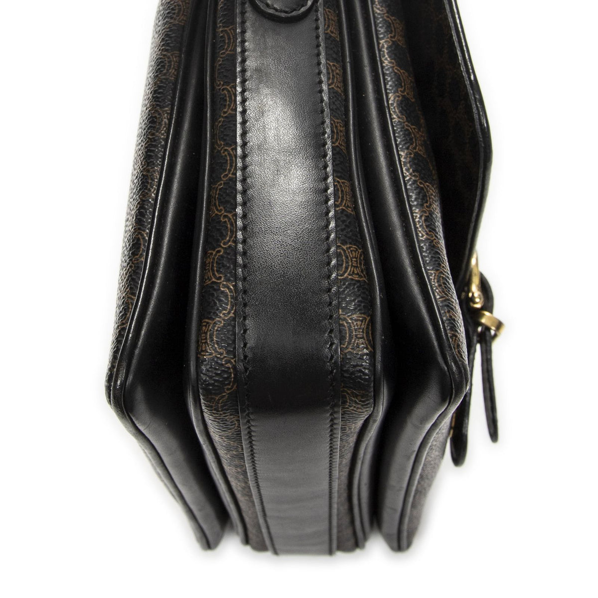 Celine Small Buckle Flap Bag Crossbody Black Macadam Canvas — view 7