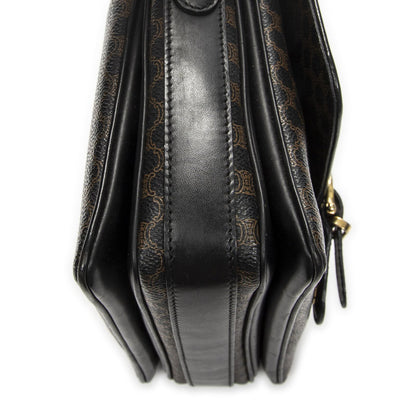 Celine Small Buckle Flap Bag Crossbody Black Macadam Canvas — view 7