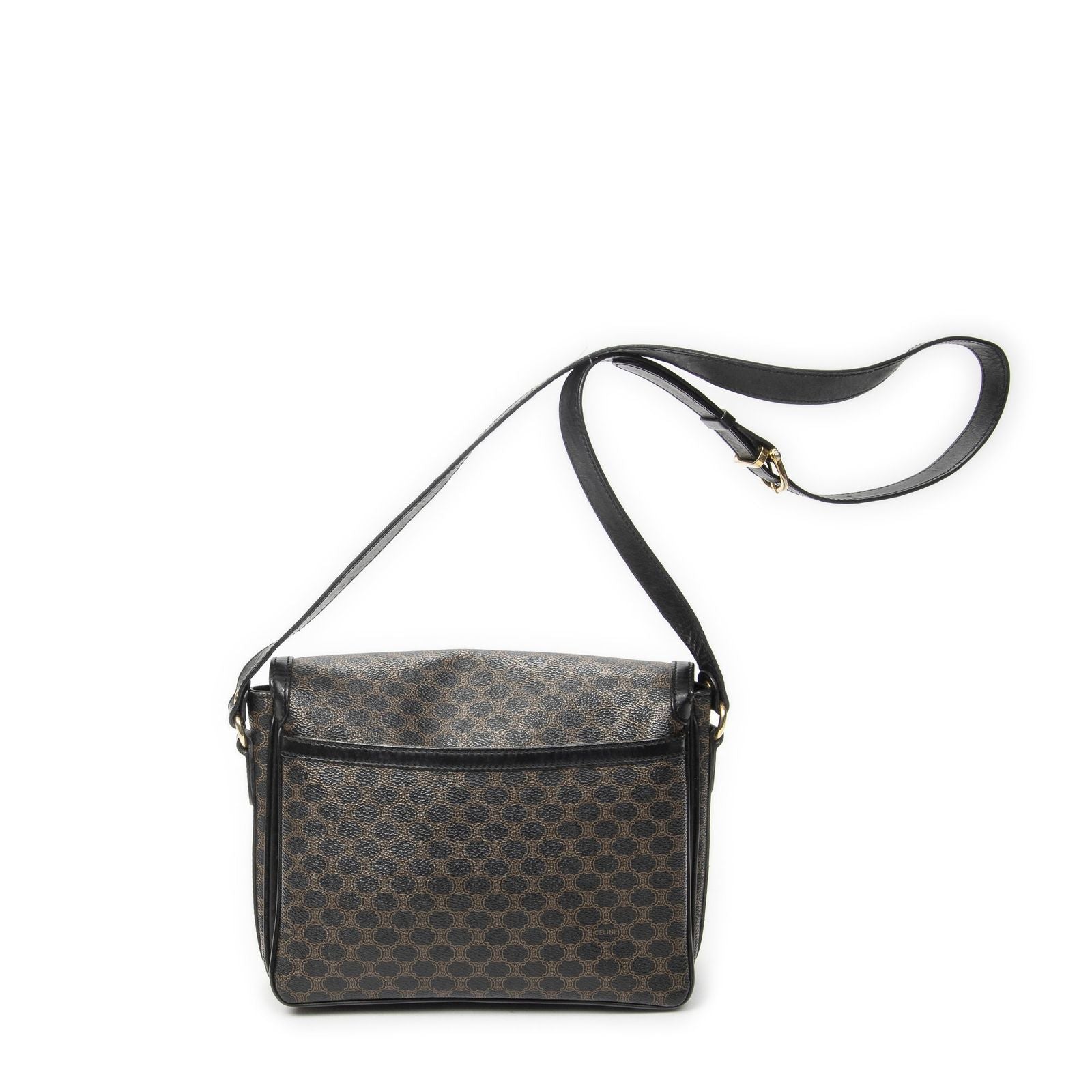 Celine Small Buckle Flap Bag Crossbody Black Macadam Canvas — view 5
