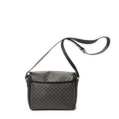 Celine Small Buckle Flap Bag Crossbody Black Macadam Canvas — view 5