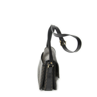 Celine Small Buckle Flap Bag Crossbody Black Macadam Canvas — view 4