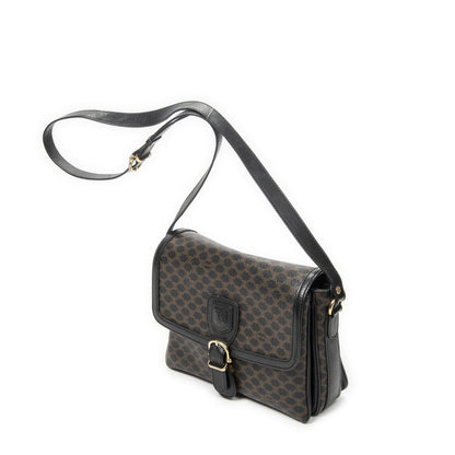 Celine Small Buckle Flap Bag Crossbody Black Macadam Canvas — view 2